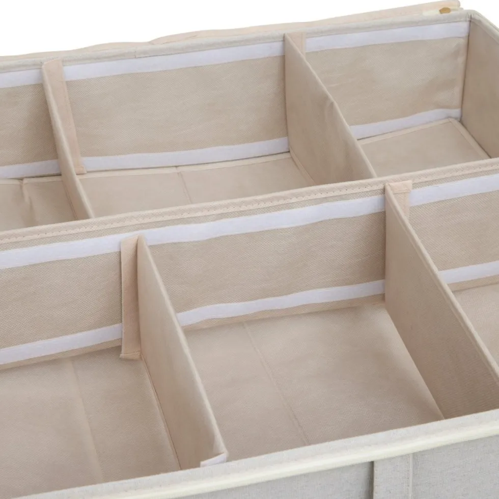 Oppbevaringsboks under seng med hjul beige 66 x 60 cm