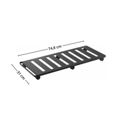 Oppbevaringsvogn under seng, sort med hjul 74,8 x 31 cm