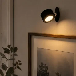 Oppladbar LED-vegglampe sort med touch-dimming 9,2 cm