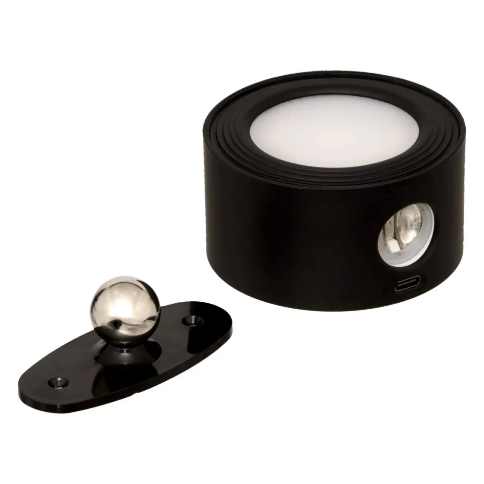Oppladbar LED-vegglampe sort med touch-dimming 9,2 cm