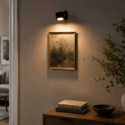Oppladbar LED-vegglampe sort med touch-dimming 9,2 cm
