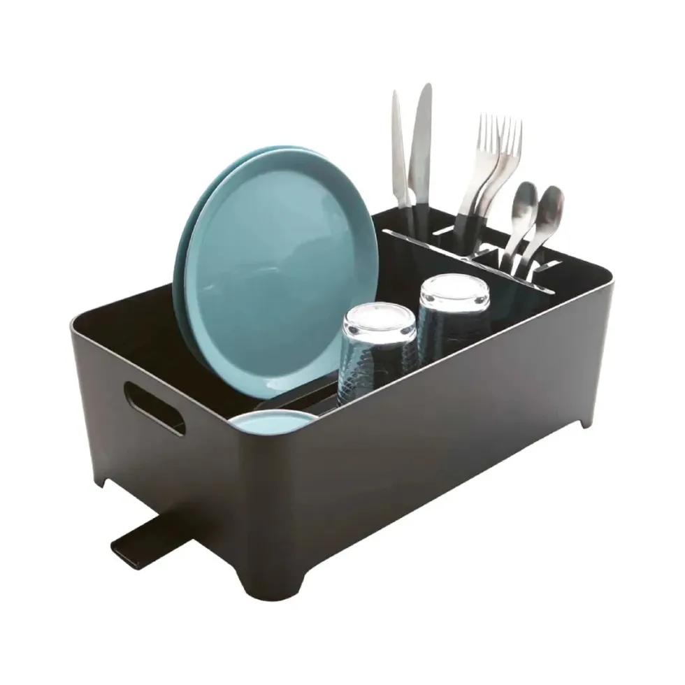 Oppvaskkurv med drenering sort 38 x 24 cm