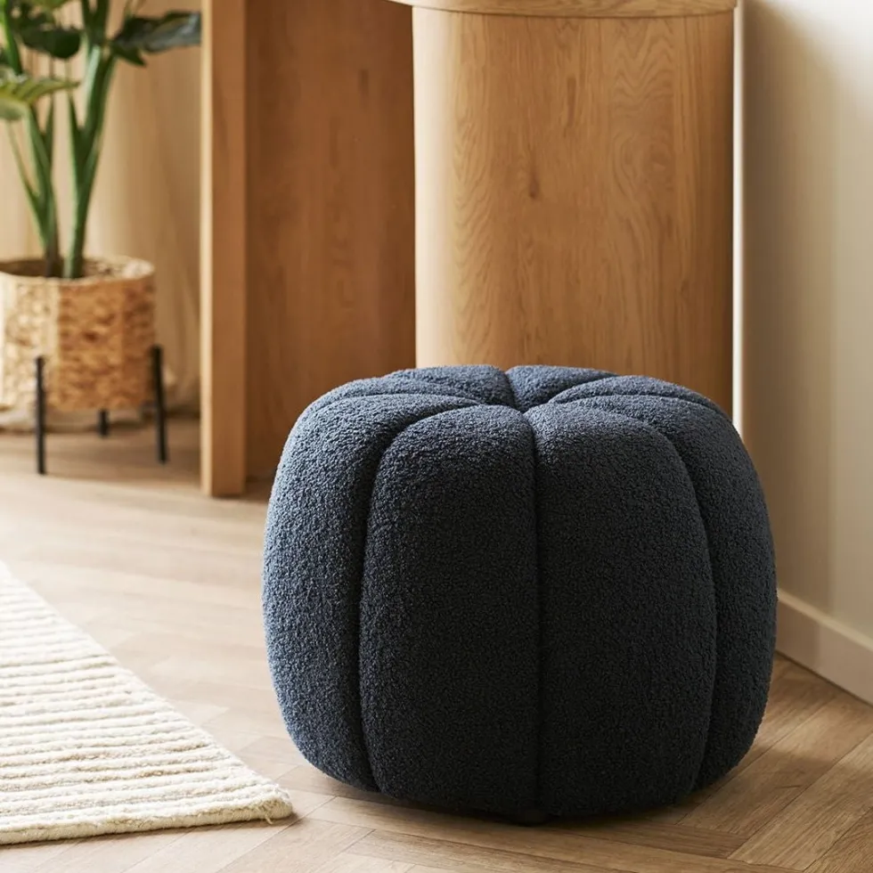 Paisley puff navy ø48 cm