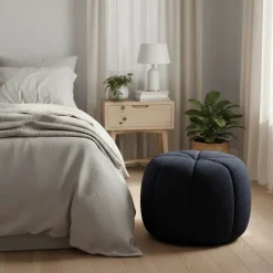 Paisley puff navy ø48 cm