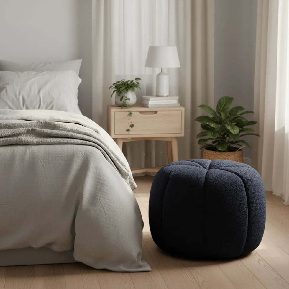 Paisley puff navy ø48 cm