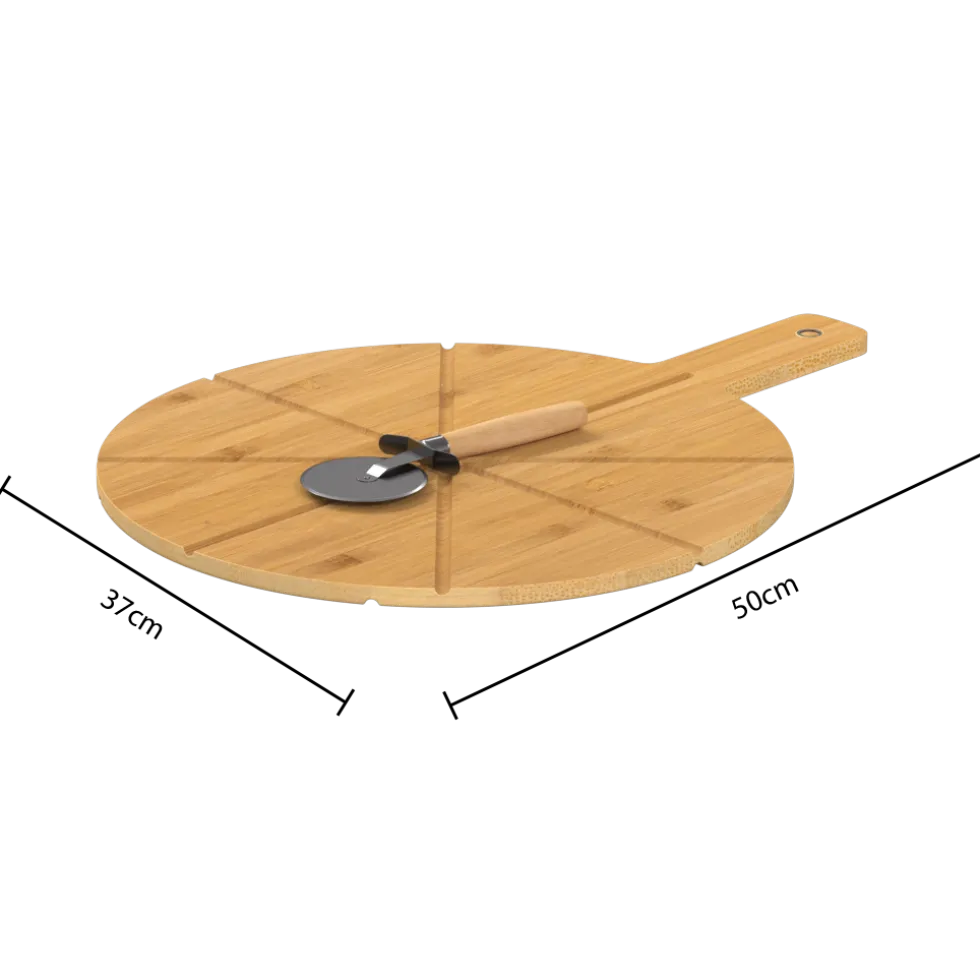 Pizzabrett i bambus med pizzakutter 37 cm