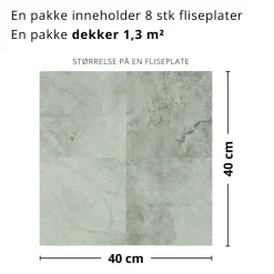 8-pk Amsterdam spearmint selvklebende fliser 40 x 40 cm