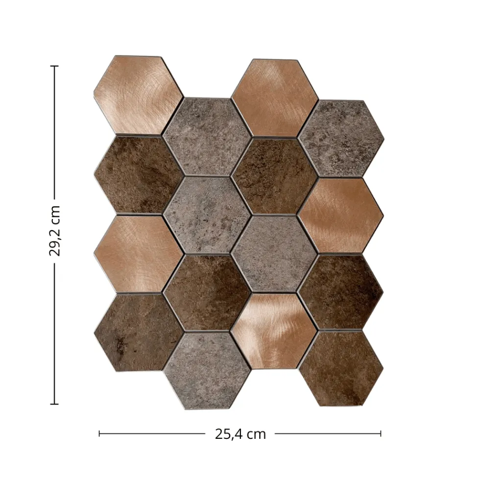 10-pk Bente hexagon selvklebende veggfliser