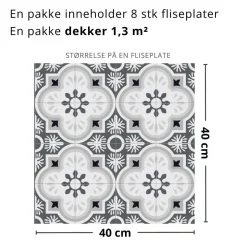 8-pk Copenhagen selvklebende fliser 40 x 40 cm