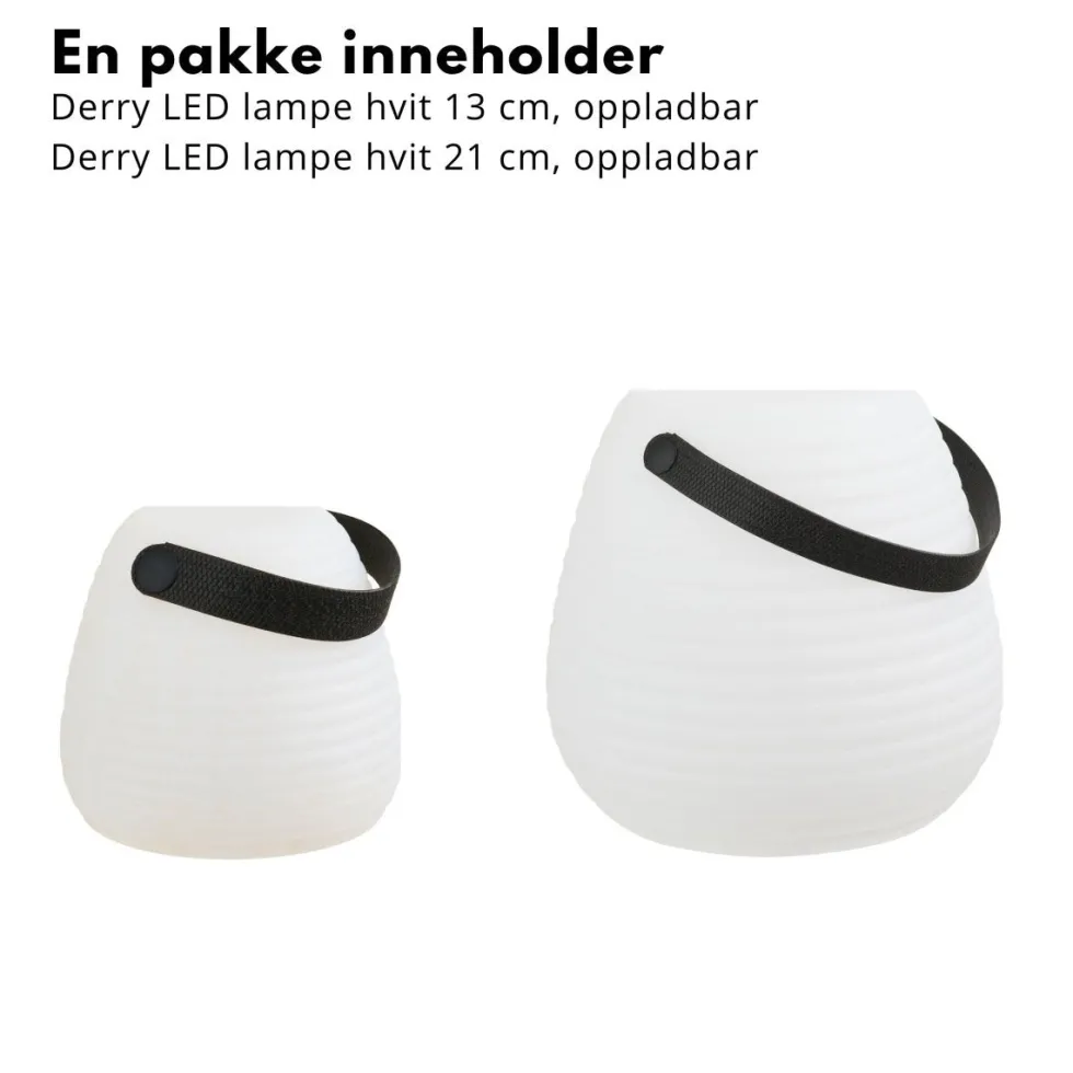 2-pk Derry LED lampe, oppladbar