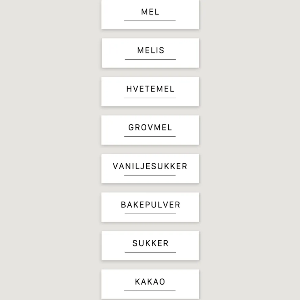 8-pk Etiketter tørrvarer, baking
