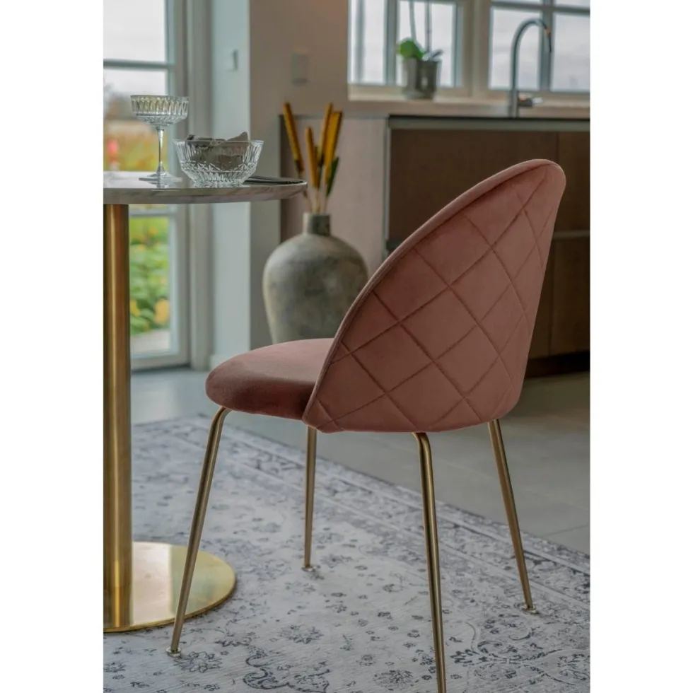 2-pk Geneve velvet rosa/messing spisestol