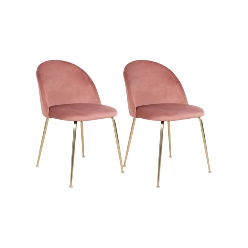 2-pk Geneve velvet rosa/messing spisestol