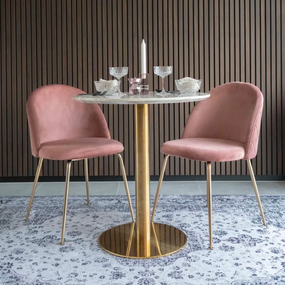 2-pk Geneve velvet rosa/messing spisestol