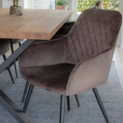 2-pk Harbo spisestol lys brun velur