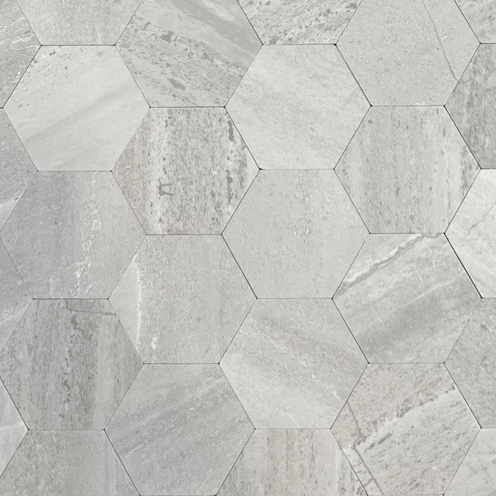 10-pk Hexagon lysegrå betong selvklebende veggfliser