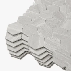 10-pk Hexagon lysegrå betong selvklebende veggfliser