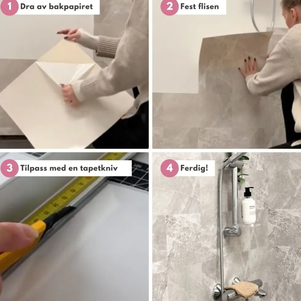 8-pk Kalk beige selvklebende fliser