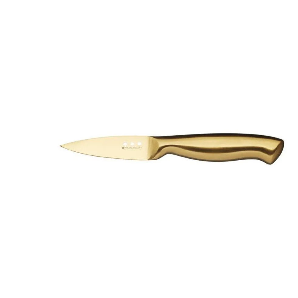 5-pk Knivsett med kniver og knivblokk i sort og messing