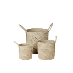 3-pk Kurv rund flettet maisblad