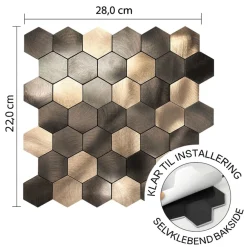 10-pk Latte hexagon selvklebende veggfliser