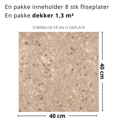 8-pk Lisboa Terrazzo sand selvklebende fliser