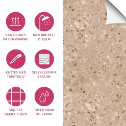 8-pk Lisboa Terrazzo sand selvklebende fliser