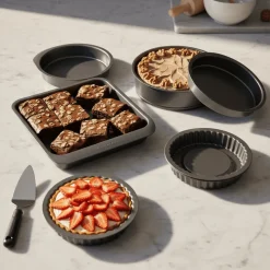 7-pk nonstick bake- og stekesett, stabelbar
