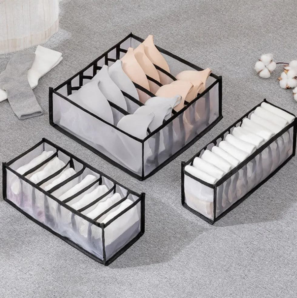 3-pk oppbevaringsbokser til garderobe