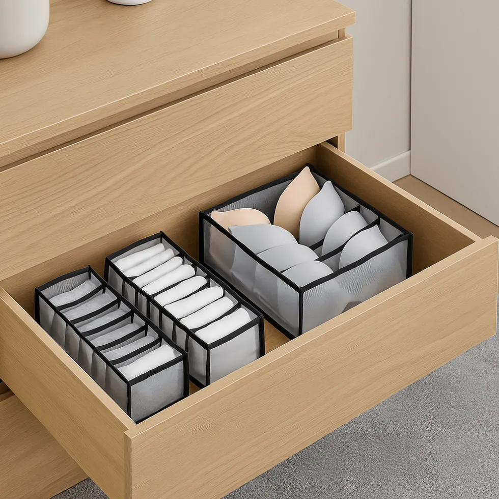3-pk oppbevaringsbokser til garderobe