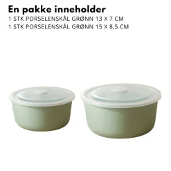 2-pk Porselenskål med lokk og ventil grønn