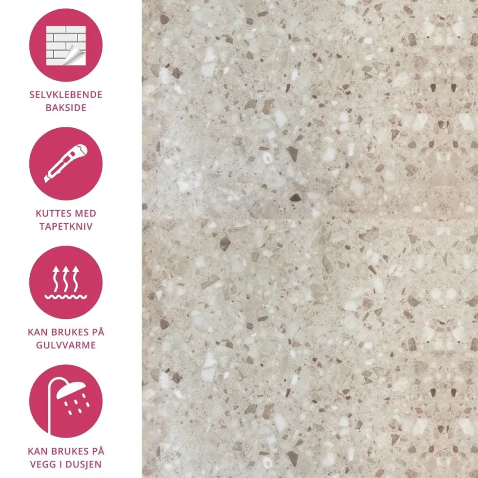 8-pk Sahara beige selvklebende fliser