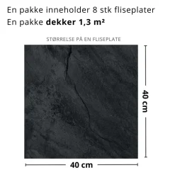 8-pk Skifer antrasitt selvklebende fliser