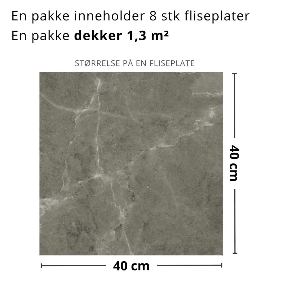 8-pk Skifer grønn selvklebende fliser