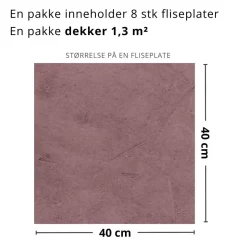 8-pk Skifer Rosa selvklebende fliser