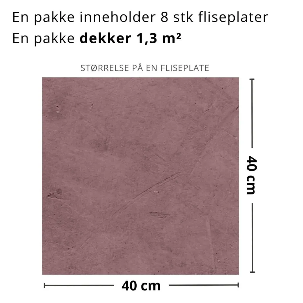 8-pk Skifer Rosa selvklebende fliser
