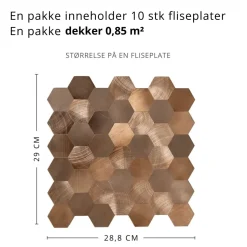 10-pk Sofie hexagon selvklebende veggfliser