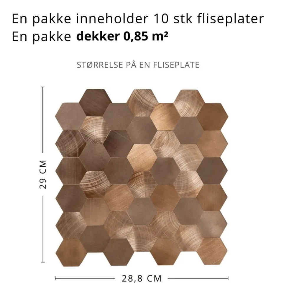 10-pk Sofie hexagon selvklebende veggfliser