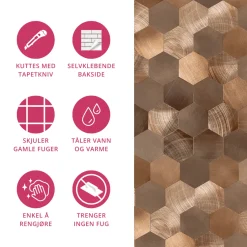 10-pk Sofie hexagon selvklebende veggfliser