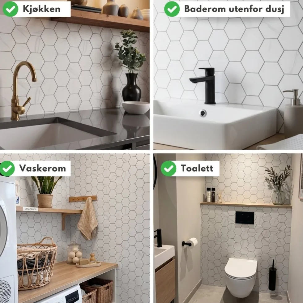 10-pk Stein hexagon marmor veggfliser
