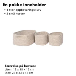 3-pk Teixo oppbevaringskurv