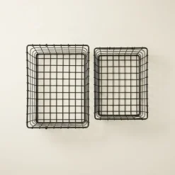 2-pk Trådkurv sort metall