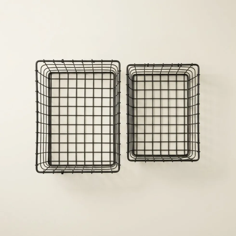 2-pk Trådkurv sort metall