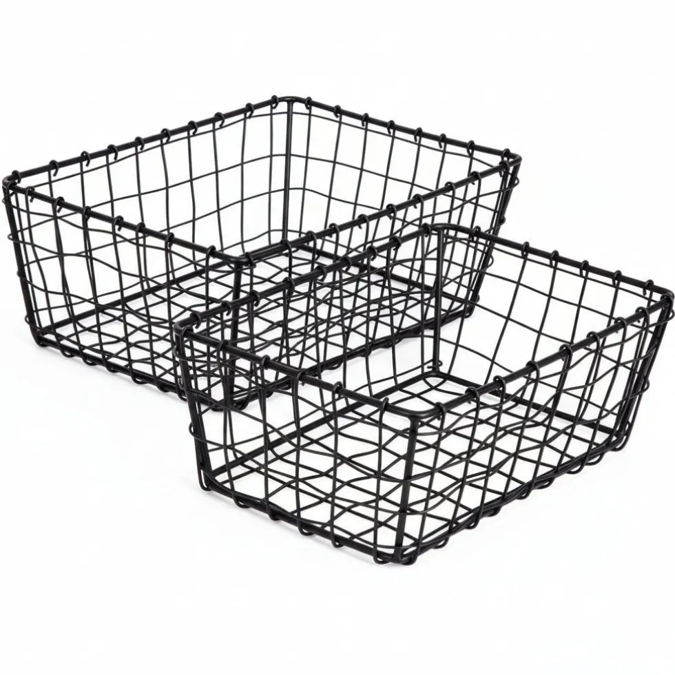 2-pk Trådkurv sort metall