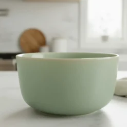 Porselenskål med lokk og ventil grønn stor