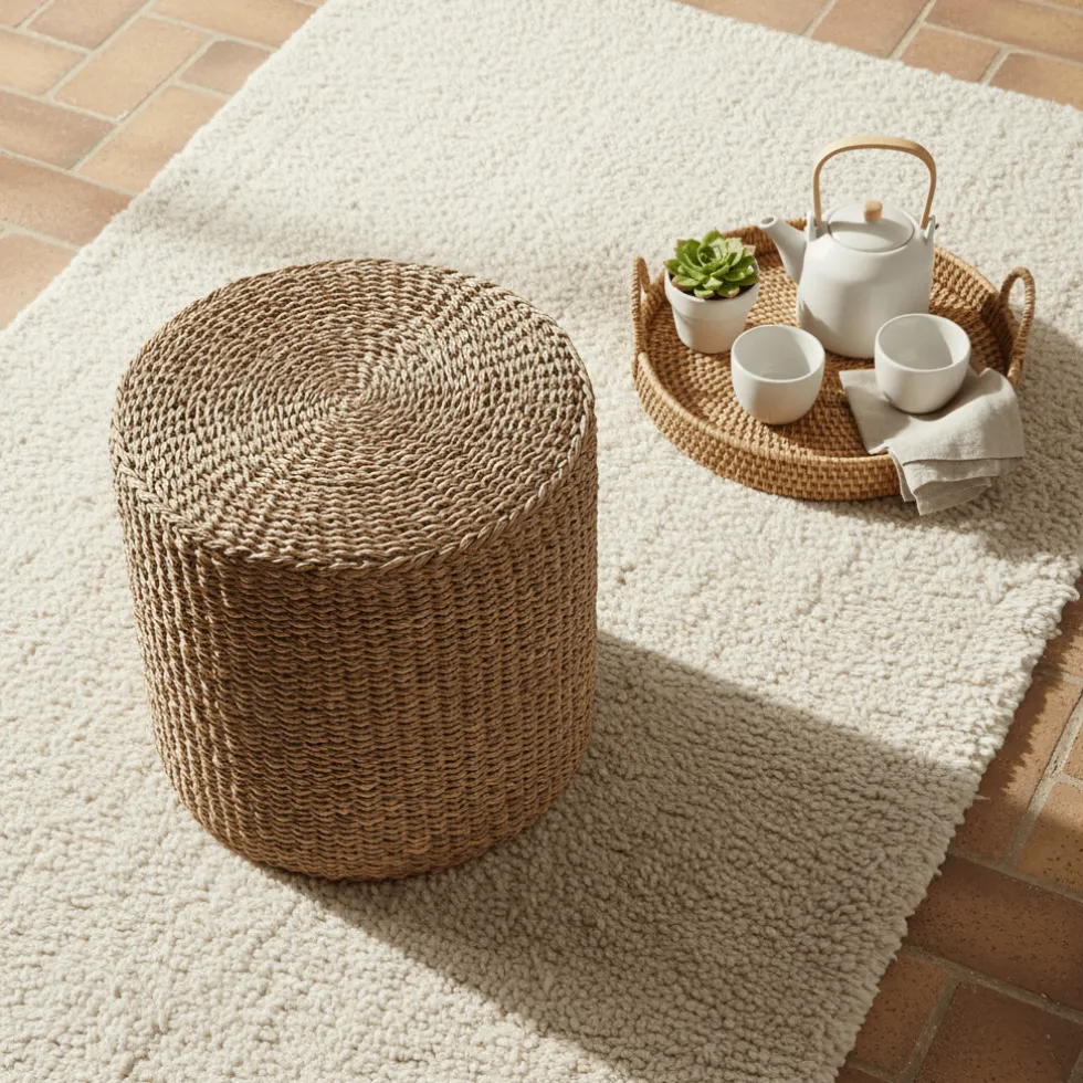 Rivera puff naturell ø40 cm