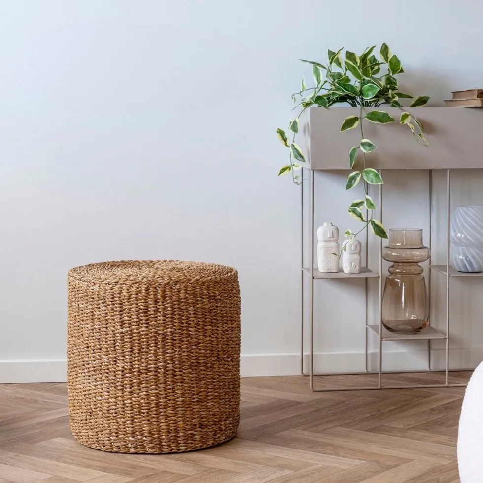 Rivera puff naturell ø40 cm