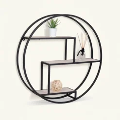 Rotterdam vegghylle trehyller sort ramme 62 x 14 cm