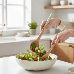 Salatbestikk Inaya i mangotre grønn 2 deler