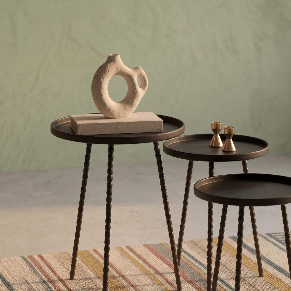 Salvo sidebord sett med 3 bord sort